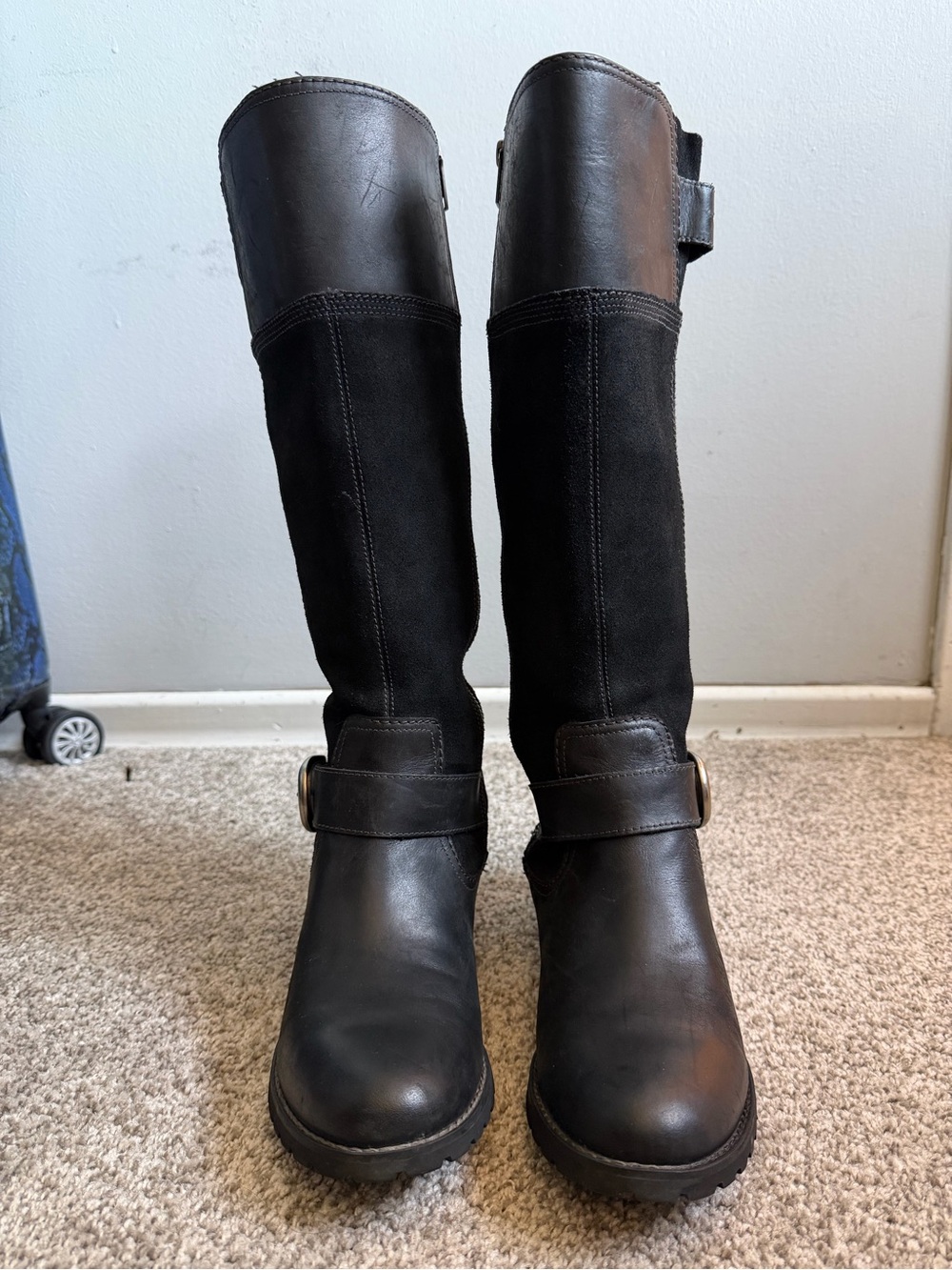 Timberland Black Leather & Suede Over-the-Knee Riding Boots